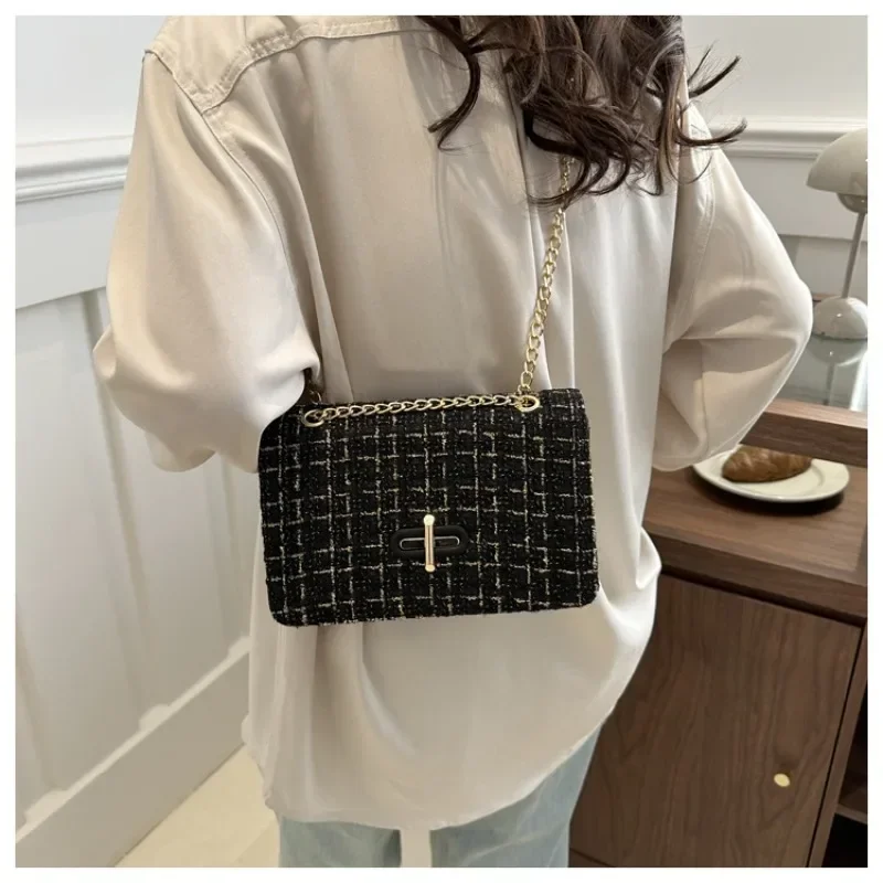 Bao High-quality Shoulder Crossbody Bag Small Square Shoulder Bag 2024 New Women\'s Armpit Fragrance Tweed Chain Shoulder Bag