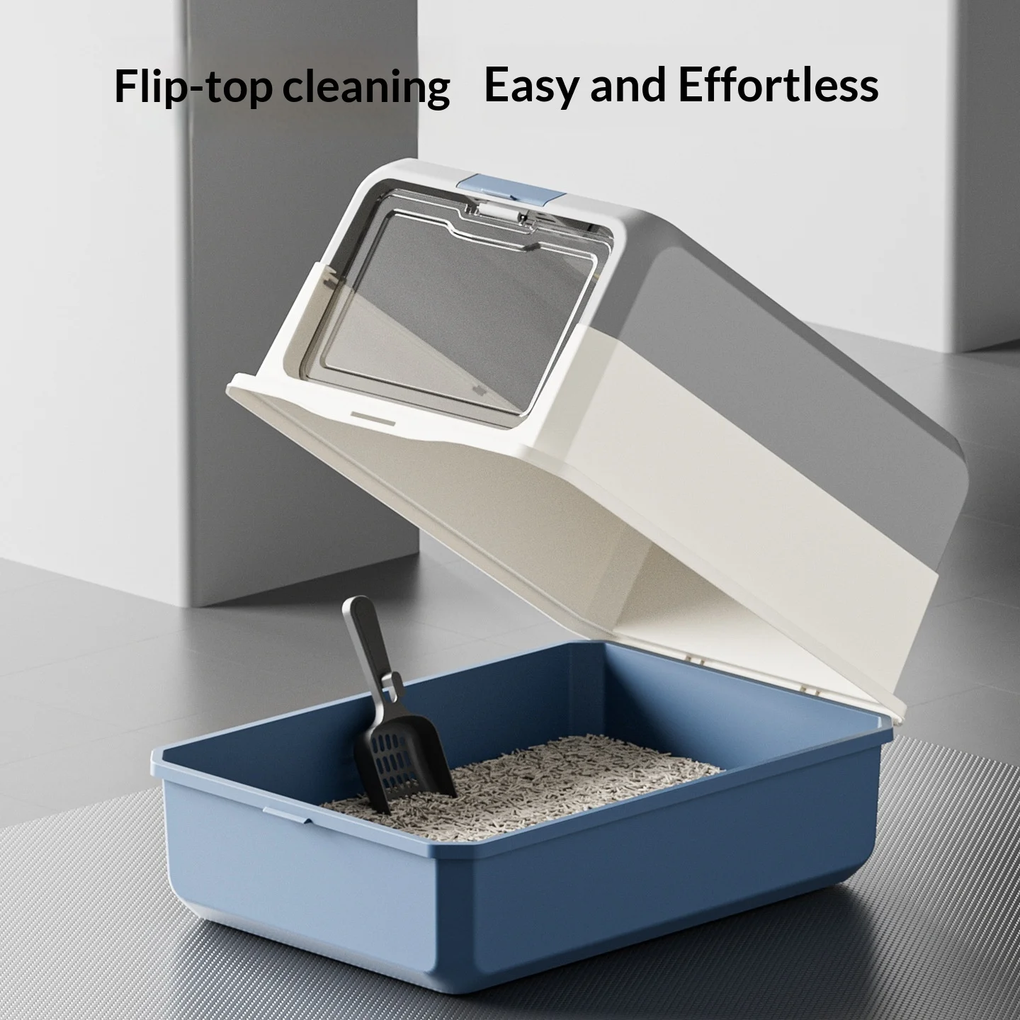 Caja de arena cerrada extra grande para gatos, antisalpicaduras - imagen 5