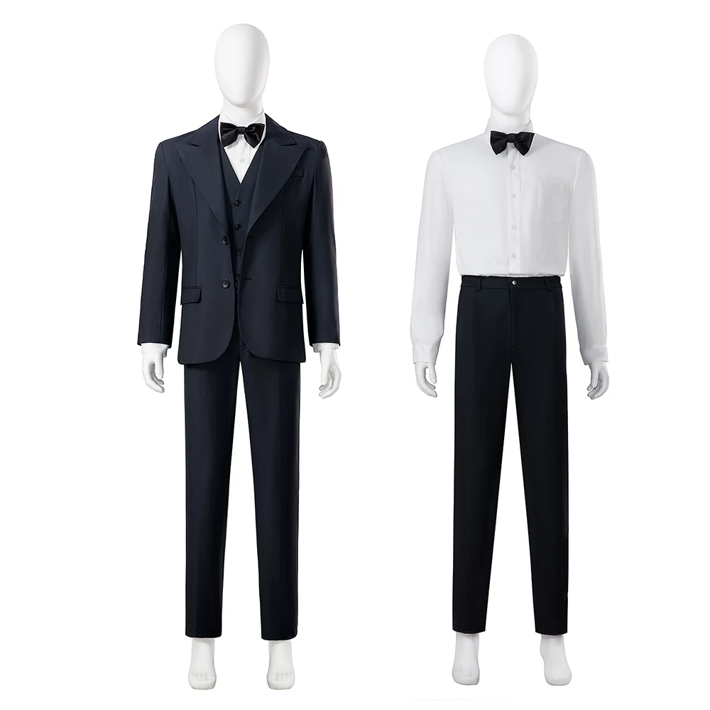 Movie Cosplay Joker Costume Adult Men Black Suit Vest Shirt Pants Full Set Halloween Carnival Clown Disguise Wedding Party Gown