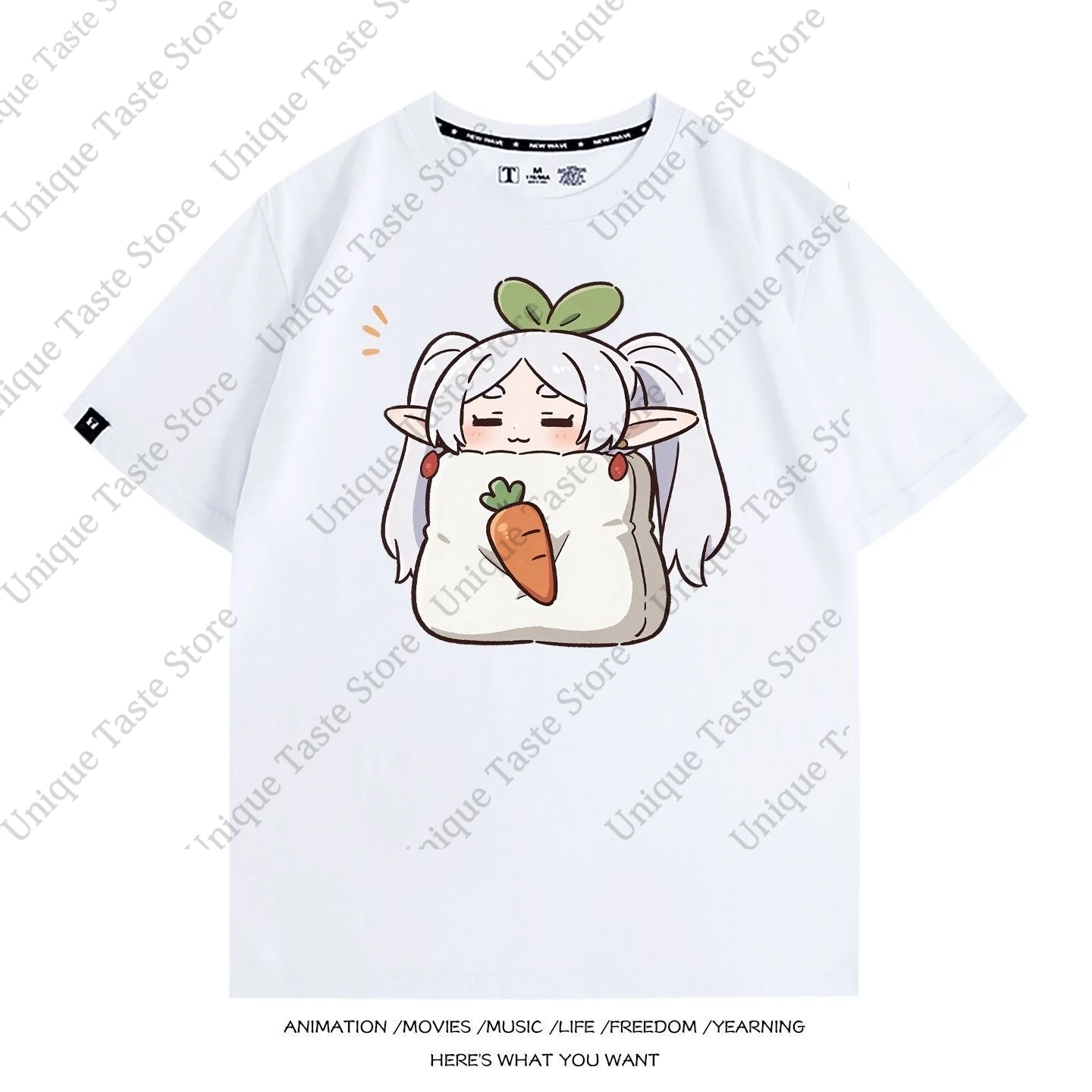 ‌Frieren Beyond Journeys End T Shirt ‌fashion Cute Frieren Carrot Cartoon Print T-shirt High Quality Cotton Short Sleeve Tee Top