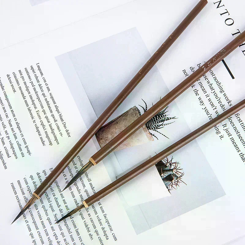 3pc Weasel Hair Hook Line Fine Paint Brush Calligraphy Brush Pen Art Stationary with Comfortable Grip, Smooth Writing for ...