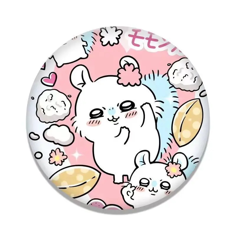 JIYI Laser Badge 58mm Tinplate Button Pin Usagi Hachiware Momonga Kawaii Anime Bar Collectible Gift Cute Accessory New view 3