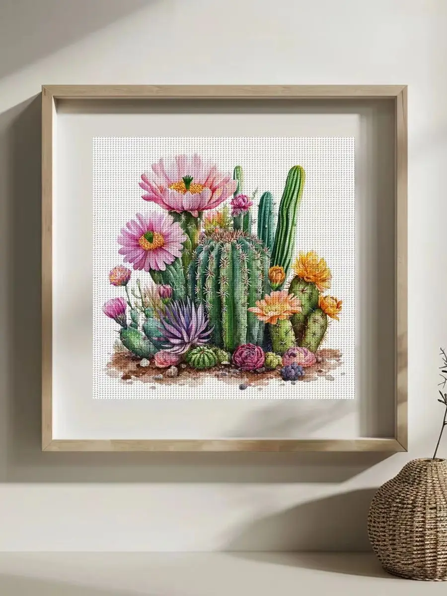 1 Stück 30x30 cm/11,8 Zoll Kaktus-Stickerei-Set DIY-Kit 11/14/16CT DIY-Stickerei-Set DIY-Kreuzstich-Set als Geschenk – Detail 1