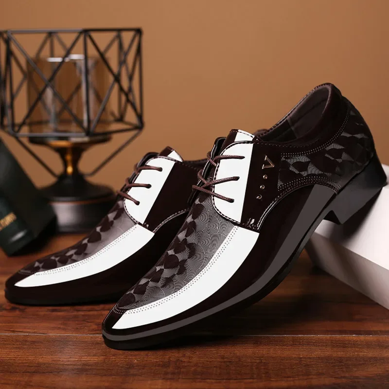 Oxfords Leather Men's Shoes Casual Dress Men Lace Up Breathable Formal Office for Man Big Size 38-48 Flats 2024