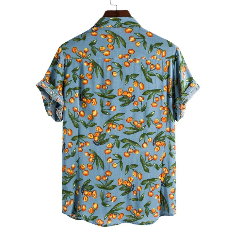 Mens Vintage Floral Beach Shirts Casual Short Sleeve Button Down Hawaiian Shirt Men Summer Party Holiday Vacation Shirt Male 3XL