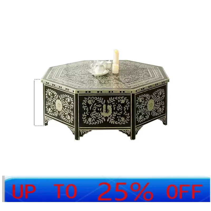 

LMM retro furniture special-shaped edge few creative painted coffee table medieval style