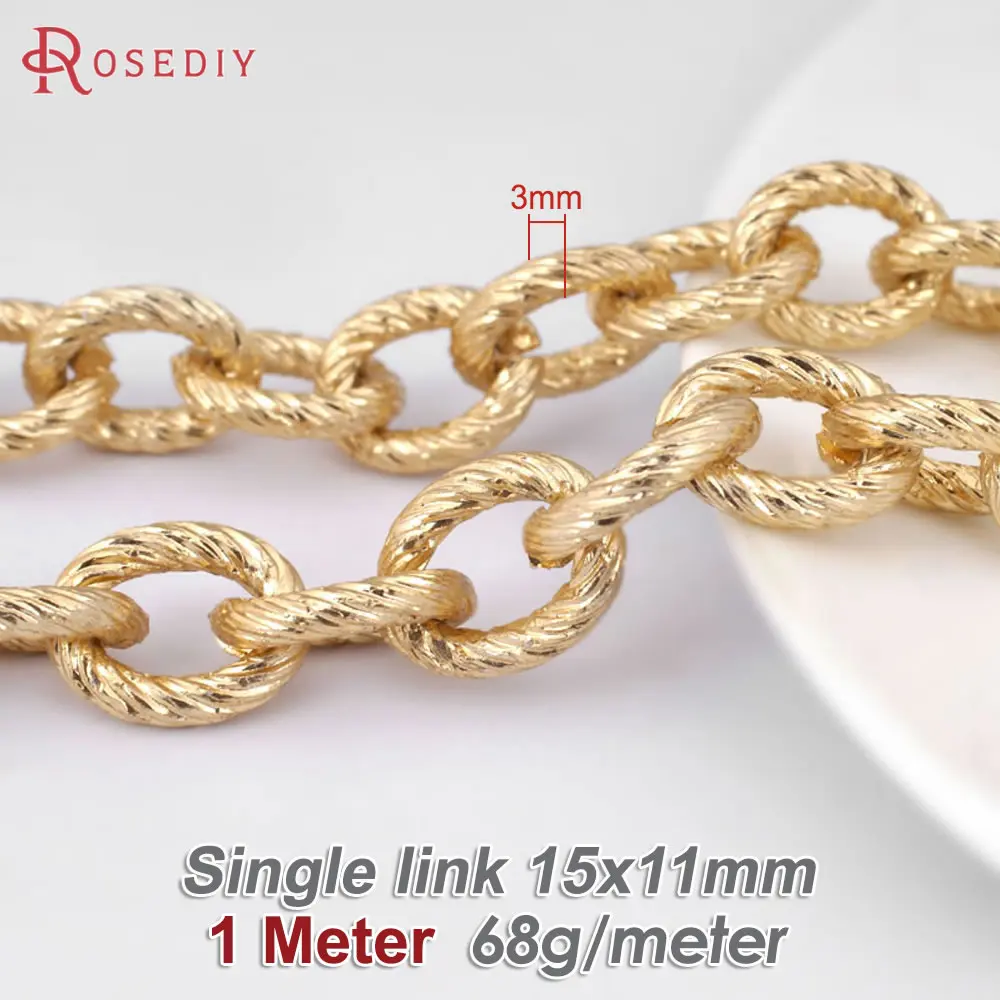 1 Meter Oxidation Gold Color Aluminum Round O Shape Chains High Quality Diy Jewelry Making Supplies Necklace Accessories