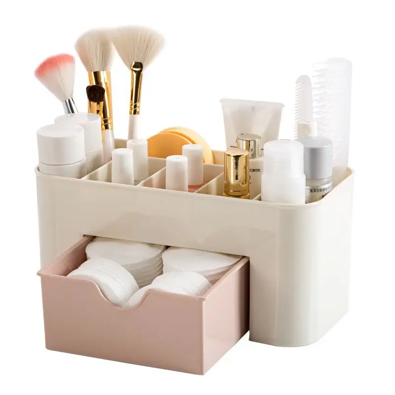 Makeup Organizer Storage Box With Drawer Cotton Swab Stick Storage Case Lipstick Organizer Brush Holder Makeup Acrylic Plastic