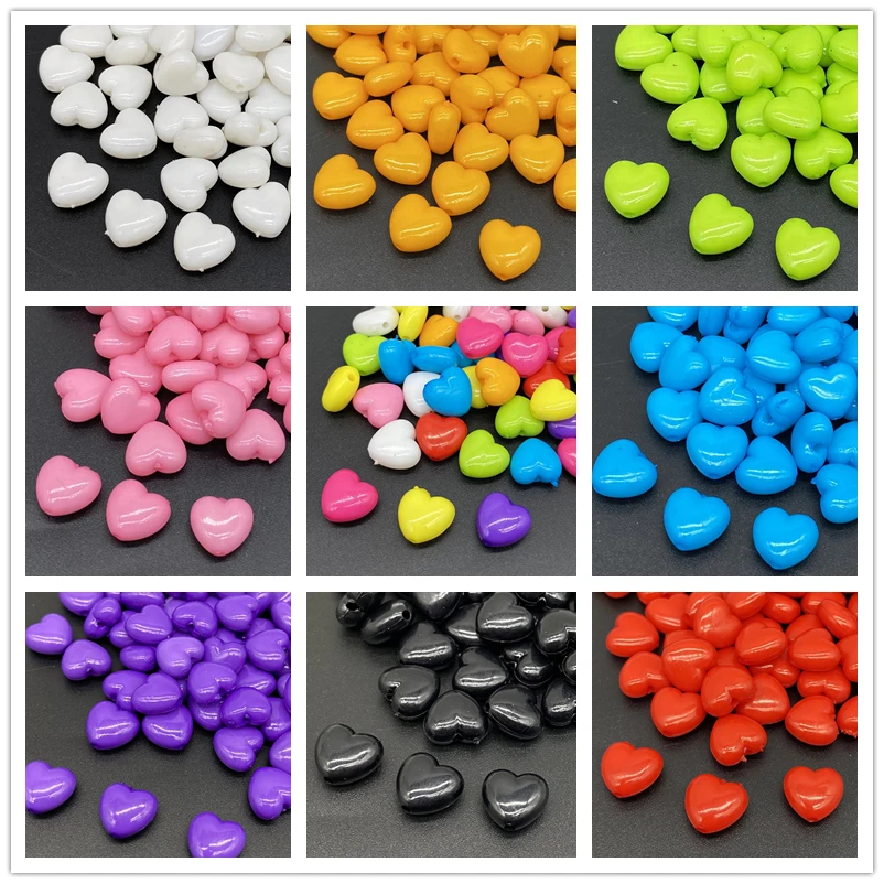 50pcs/lot 10mm Heart Shape Acrylic Beads Loose Spacer  For Jewelry Making Pendant Necklace Bracelet Handmade DIY