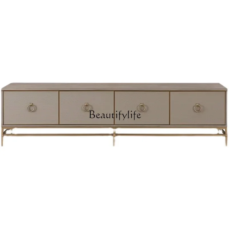 

44Italian-Style Light Luxury Solid Wood Stainless Steel Metal Floor Cabinet Combination Complete Storage Cabinet