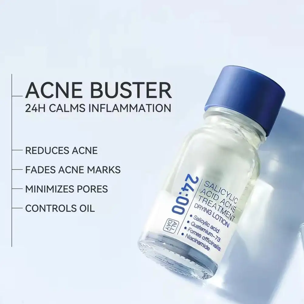 Salicylic Acid Essence Treatment Lotion Drying Lotion Face Serum with Cotton Swab Fade Acne Scars Minimize Pores for Skin-Smooth