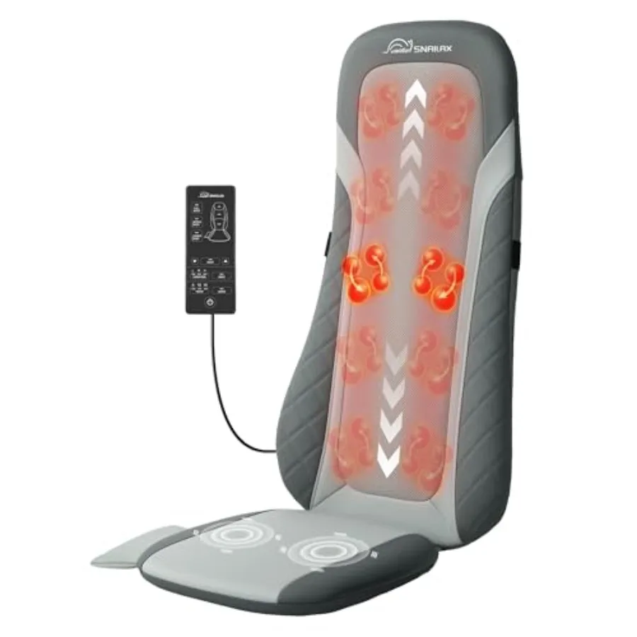 Shiatsu Back Massager with Heat for Pain Relief Deep Tissue Long Massage Chair Pad Kneading and Rolling Back Support for Home o