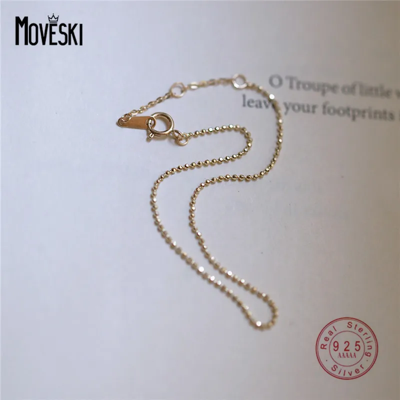 MOVSKI 925 Sterling Silver Plated 14K Gold Simple Temperament Thin Bracelet For Women Fashion Versatile Party Jewelry