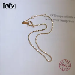 MOVSKI 925 Sterling Silver Plated 14K Gold Simple Temperament Thin Bracelet For Women Fashion Versatile Party Jewelry