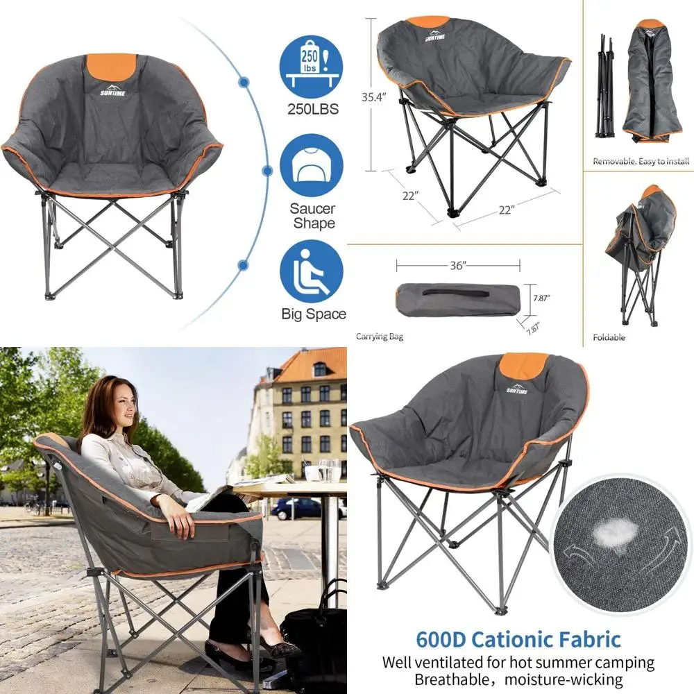 

Portable Oversized Padded Moon Chair for Comfortable Outdoor Leisure and Camping with Carry Bag