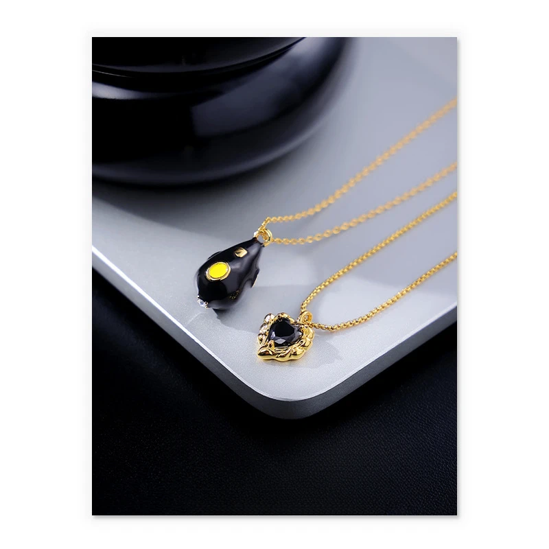 

Love shape handmade oil drop cold enamel inlaid zircon design hot-selling accessories necklace women