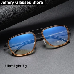 Double Beam Square Myopia Glasses Frames Men Women Ultra-light 7g Optical Eyeglasses Prescription Eyewear Spectacle Anti Blue