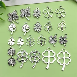 20/22/80pcs Lucky Four Leaf Clover Design Charms Alloy Pendants for DIY Bracelets Necklaces Earrings Jewelry Making Accessories