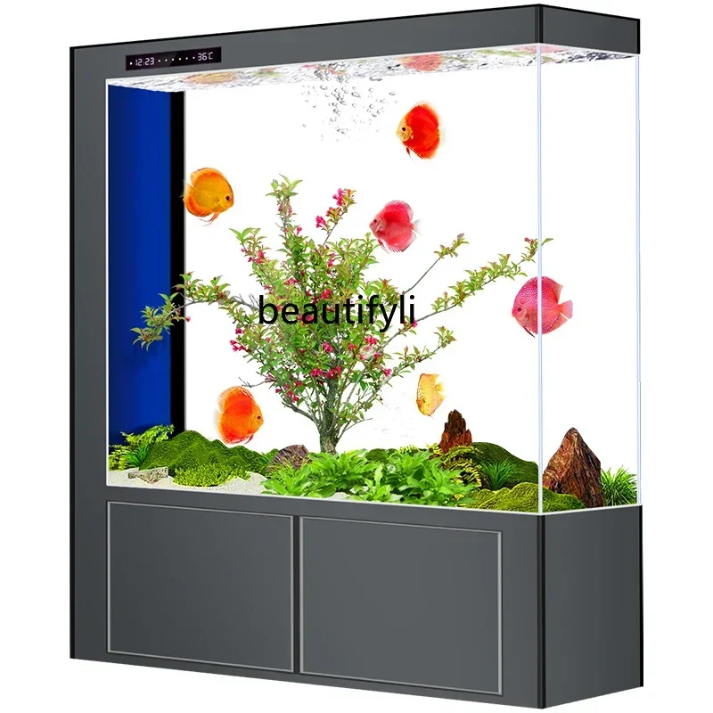 

Glass Screen Fish Tank Living Room Medium and Large Partition Floor Ecological Fish Globe Change Water