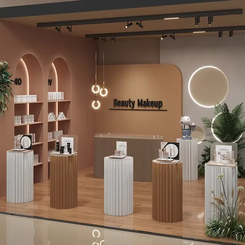 High Density Wholesale Round Cylinder Plinth Stand White Honeycomb Kraft Paper Display Plinth for Exhibitions Events Weddings