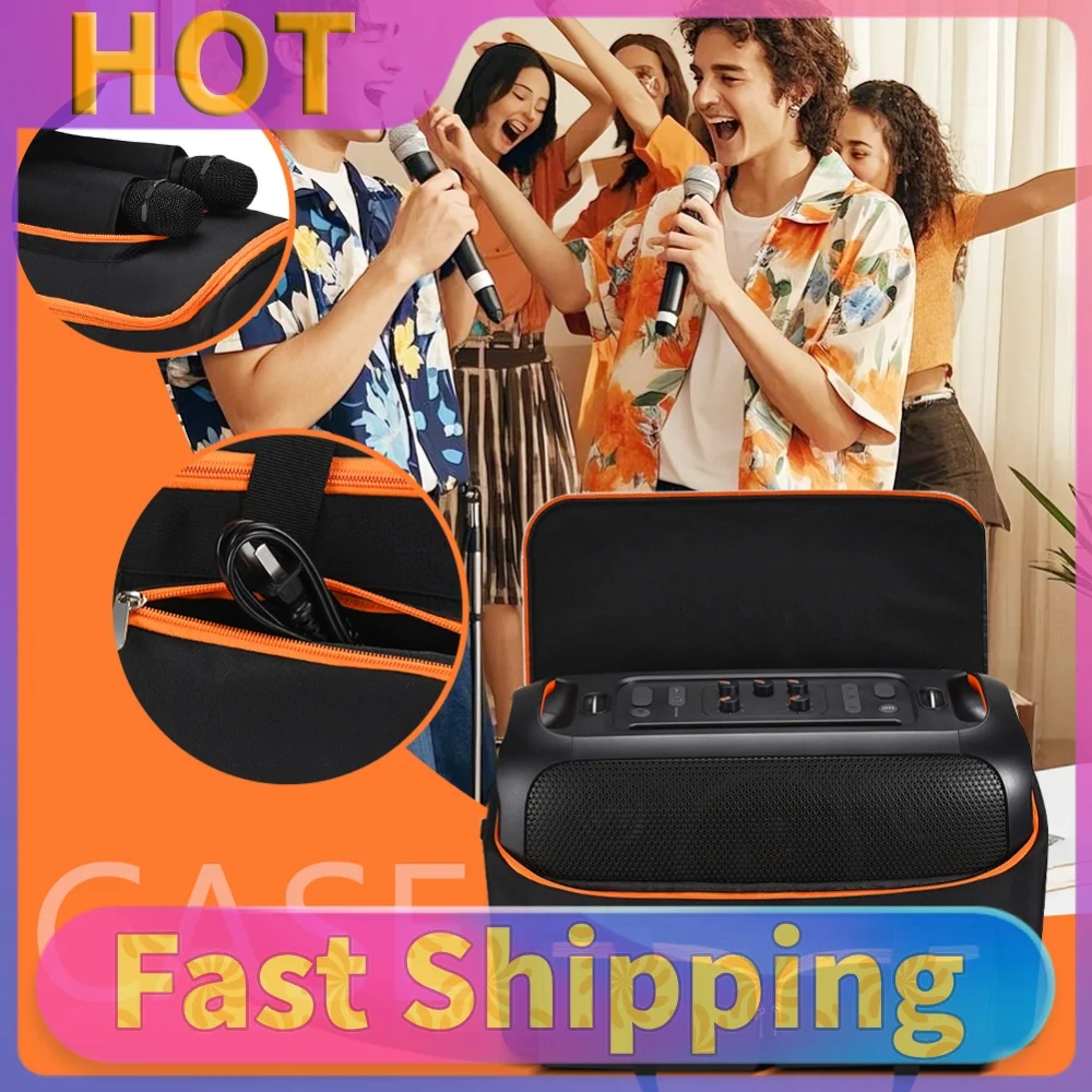 Universal Audio Storage Bag Multi Pocket Speaker Carry Case Shockproof Padded Storage Bags for  PartyBox On-The-Go Essential