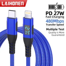 LAIHONEN USBC a Lightning para iPhone Cable cargador 10FT Cable Lightning resistenteNylon trenzado carga rápida para iPhone14 13