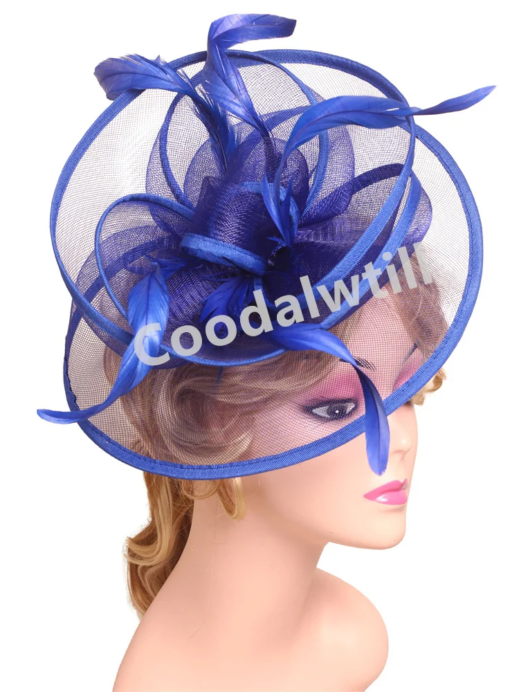 

Women Tea Party Fascinators Hats For Ladies Kentucky Derby Hats Feather Hair Clip For Bride Wedding Party Dinner Veil Headwear