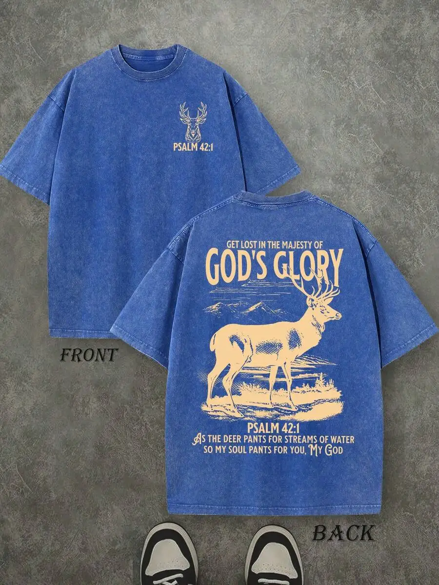 

Vintage Christian T-Shirt Psalm 42:1 Double Sided Print Cotton Tee