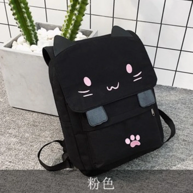 Japanese Stupid Cute 3D Cat Large Capacity Book Bag, Girl Cartoon Backpack, Women's Backpacks image 6