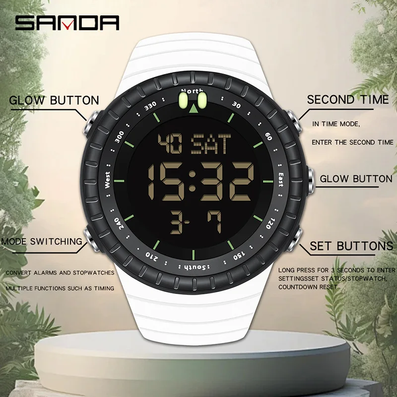 SANDA Fashion Military Sports Watch for Man 50m Waterproof Digital Watches Luxury Outdoor Men\'s Wristwatch Original Clock 6184