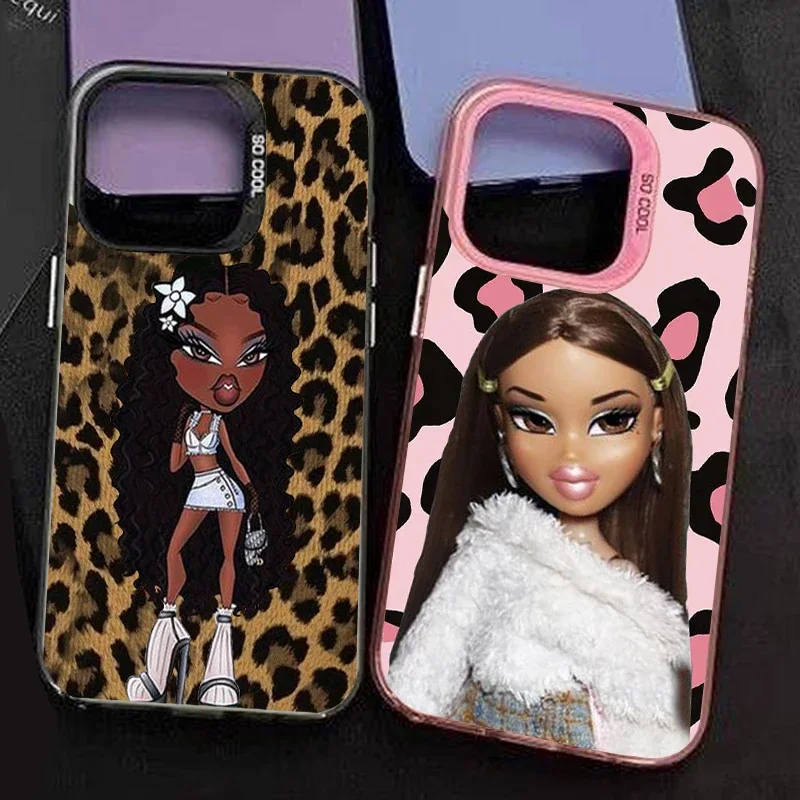 Fashion Doll Bratz Silicone Phone Case for IPhone 15 16 13 14 X XR XS Max 7 8 Plus 11 Pro Max Luxury Plating Hard PC Back Cover