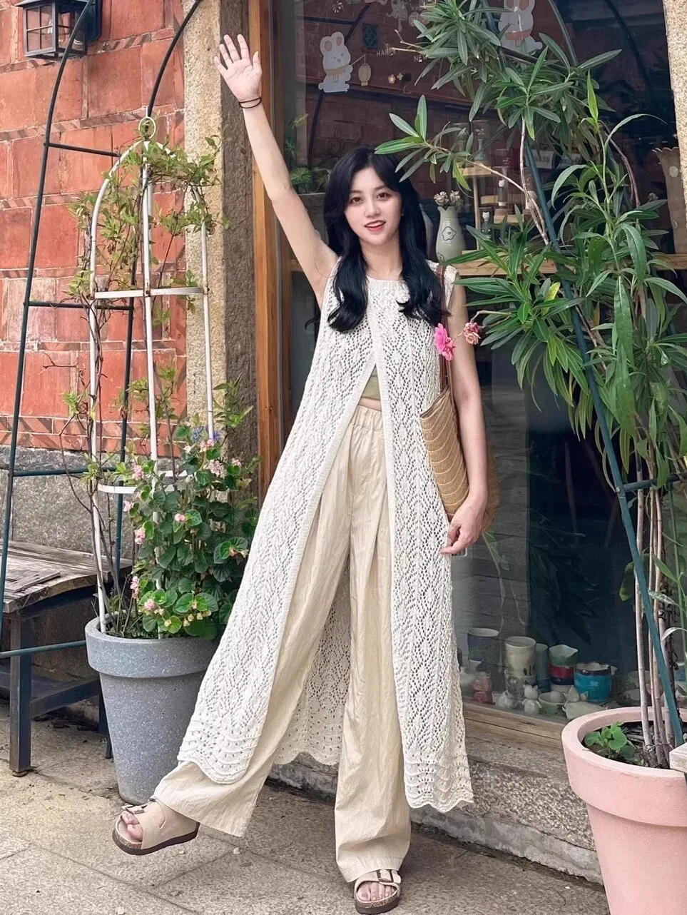 Vestido de Verão em Malha Camadas com Design Sensacional, Vestido Longo com Fenda nas Costas, Saia E Estilo Coreano co...