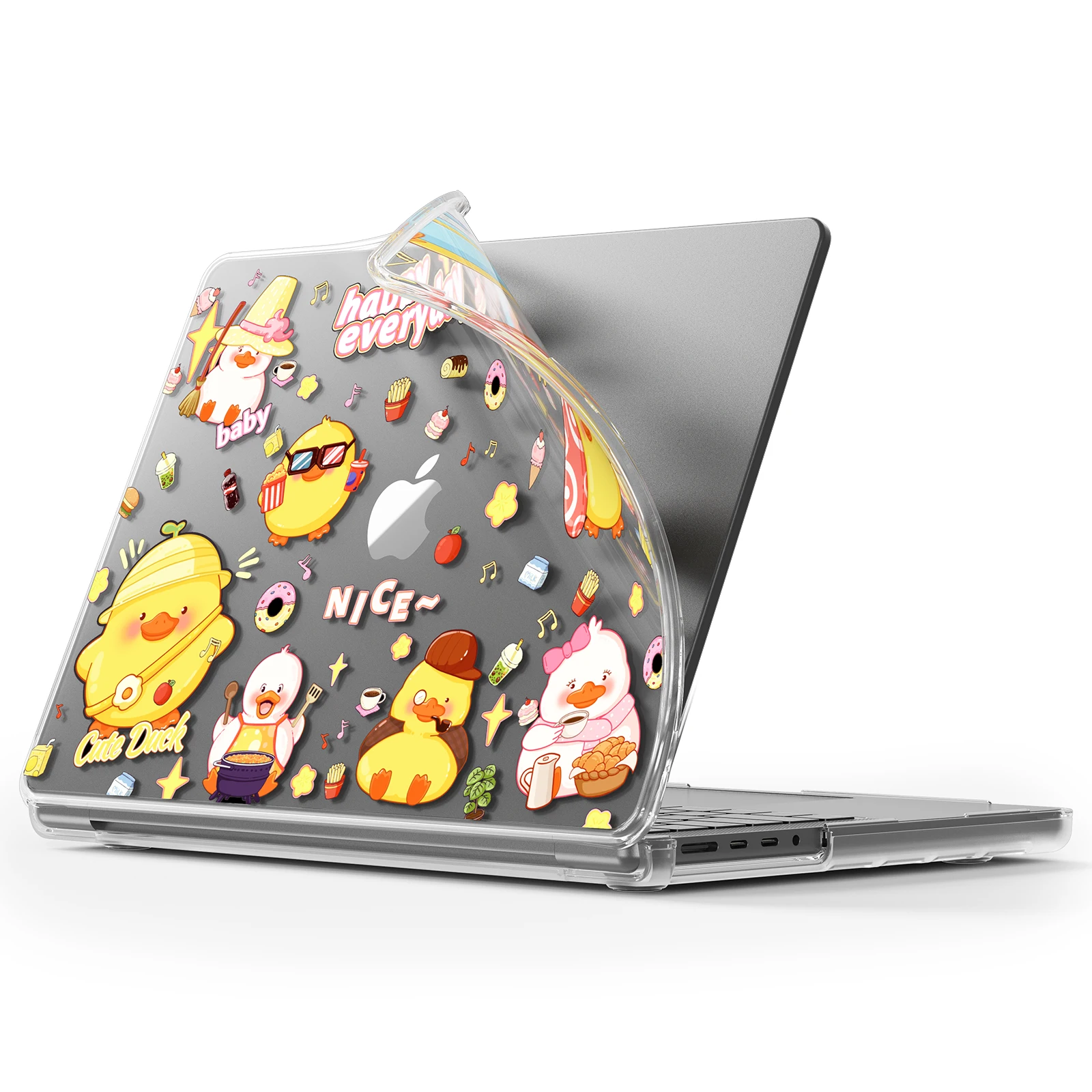 

Мягкий чехол EGYAL для MacBook Pro 14 2024 M4 A3112 A3185 A3401, чехол для Pro 14 M3 M2 M1, прозрачный с мягким краем, милая утка