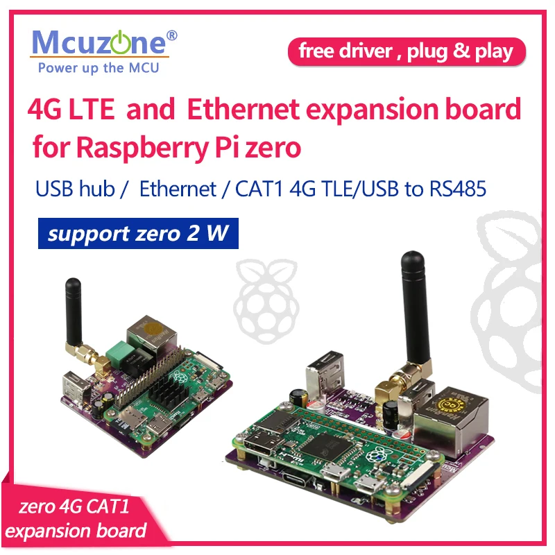 

ZERO CAT1 4G LTE and 100Mbps Ethernet expansion board for Raspberry Pi zero zero W H ZERO2 W USB HUB eSIM RS485