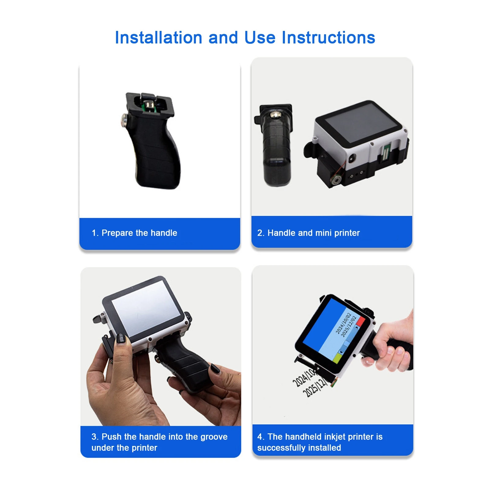 Mini Inkjet Printer Handheld Printer Capacitive  Wide Compatibility for Plastic Wood Fabric for Date Barcode Image