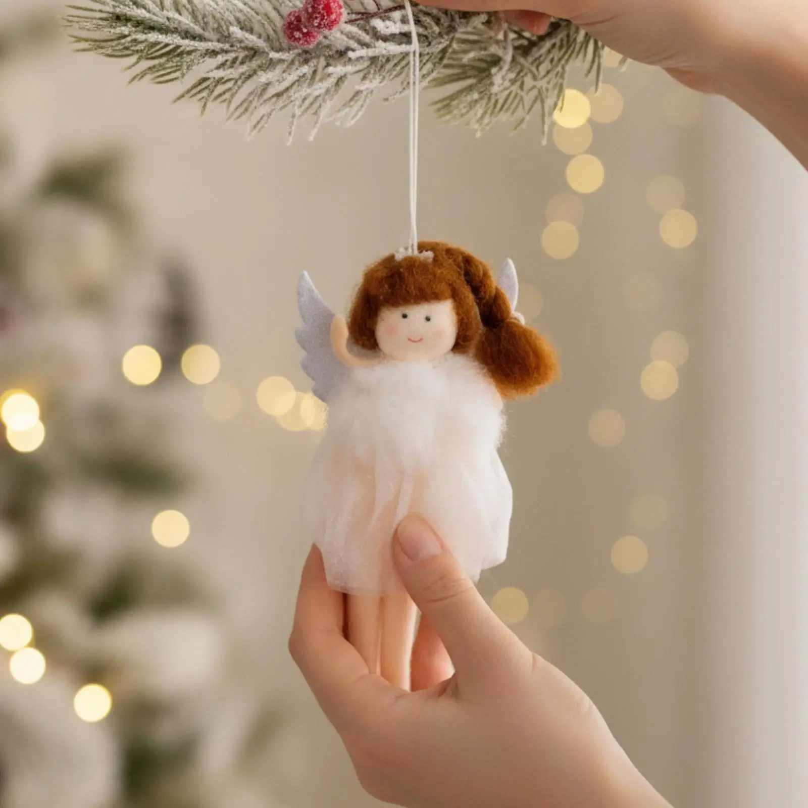 Textile Angel Ornament with Hanging Loop Soft Handmade Textile Angel Ornament Lightweight