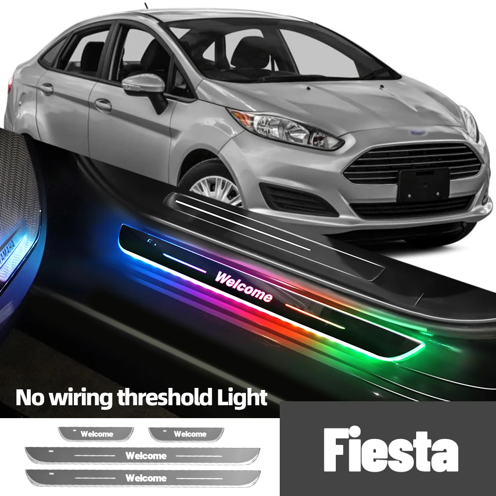 For Ford Fiesta 5 6 7 2003-2023 2015 2018 2020 Car Door Sill Light Customized Logo LED Welcome Threshold Pedal Lamp Accessories