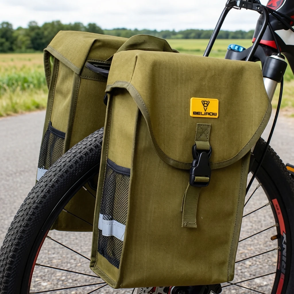 Front Fork Bag Pannier, Quick Release Waterproof Canvas Cargo Carrier for Road Gravel Adventure Touring, Sturdy Wear Resistant