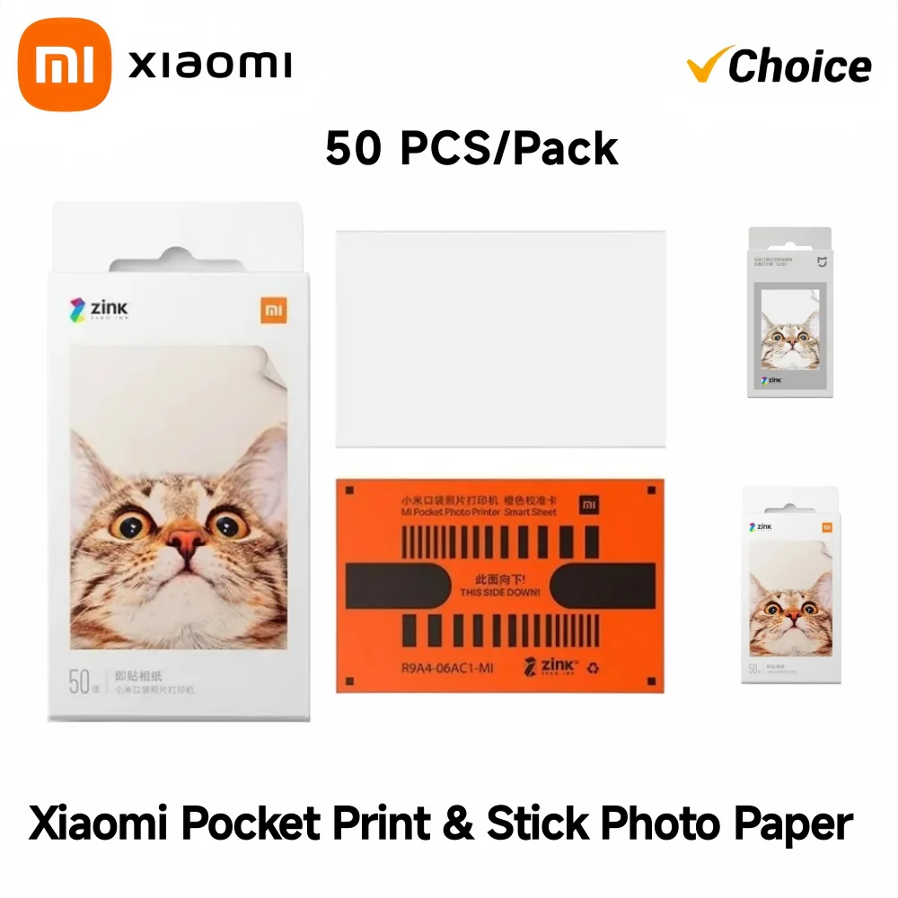 Xiaomi Mijia ZINK Taschenfotopapier, 7,6 cm, selbstklebender Sofortdruck, keine Tinte erforderlich, für Mi Pocket Printer 1S, 50 Blatt, 1 Packung
