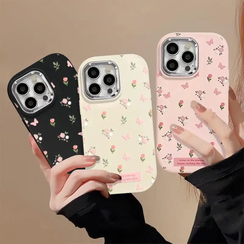 Pink Flowers Butterfly Case for OPPO A98 A78 A58 5G A17 A16 A57 A77 A31 A5 A9 2020 A53 A54 A52 A92 A93 A74 A3S F11 Pro F19 Cover