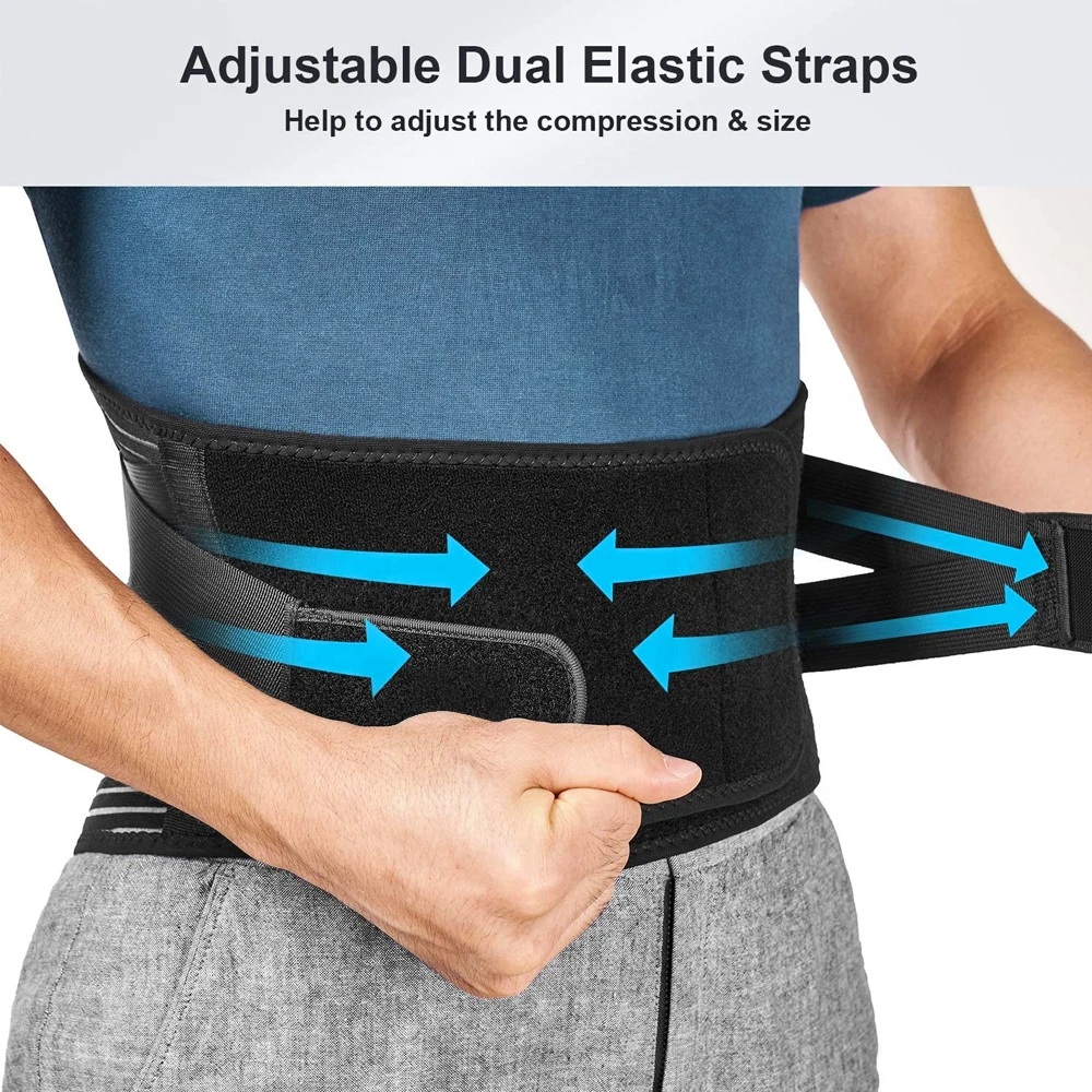 Elstiac – ceinture lombaire pour hommes et femmes, Support de taille, entraîneur, coussin lombaire réglable avec 6 cales, reliure abdominale,