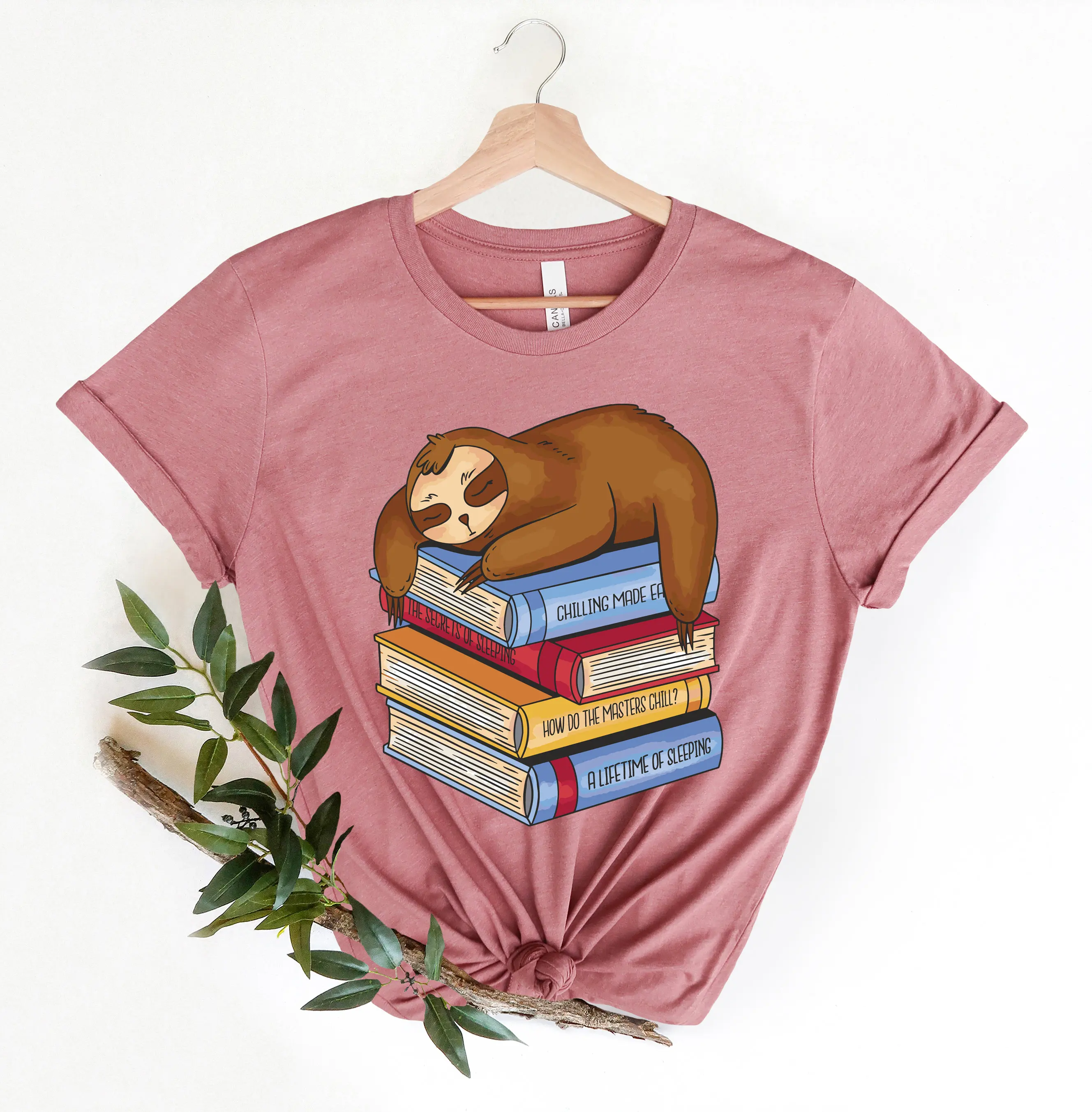 Book Lover T Shirt Funny Sloth Cute Librarian For Sleeper Teacher