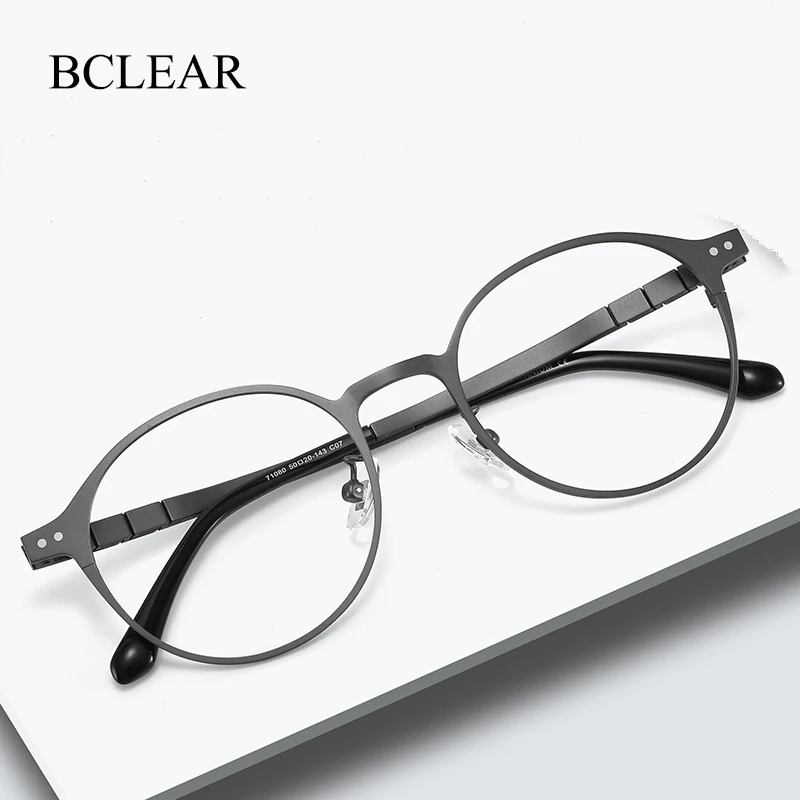 

BCLEAR Titanium Glasses Frame Men Women Retro Round Prescription Eyeglasses Frames Fashion Myopia Optical Eyewear Preservative