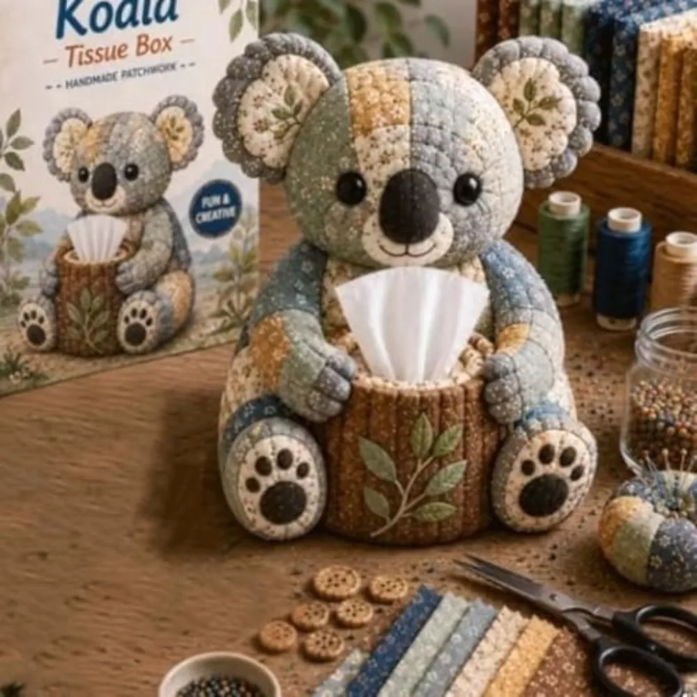 Pre-Cut Fabric Tissue Box DIY Kit Patchwork Design Animal Shaped Quilted Tissue Box Handmade DIY Craft Kit Decorative Tissue Box