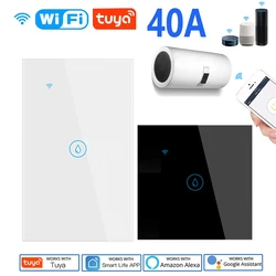 Wifi Caldeira Interruptor Inteligente, Interruptores De Aquecedor De Água De Alta Potência, Temporizador De Toque De Vidro De Luxo, Controle De Voz, Tuya, UE, Padrão EUA, 40A, 8000W