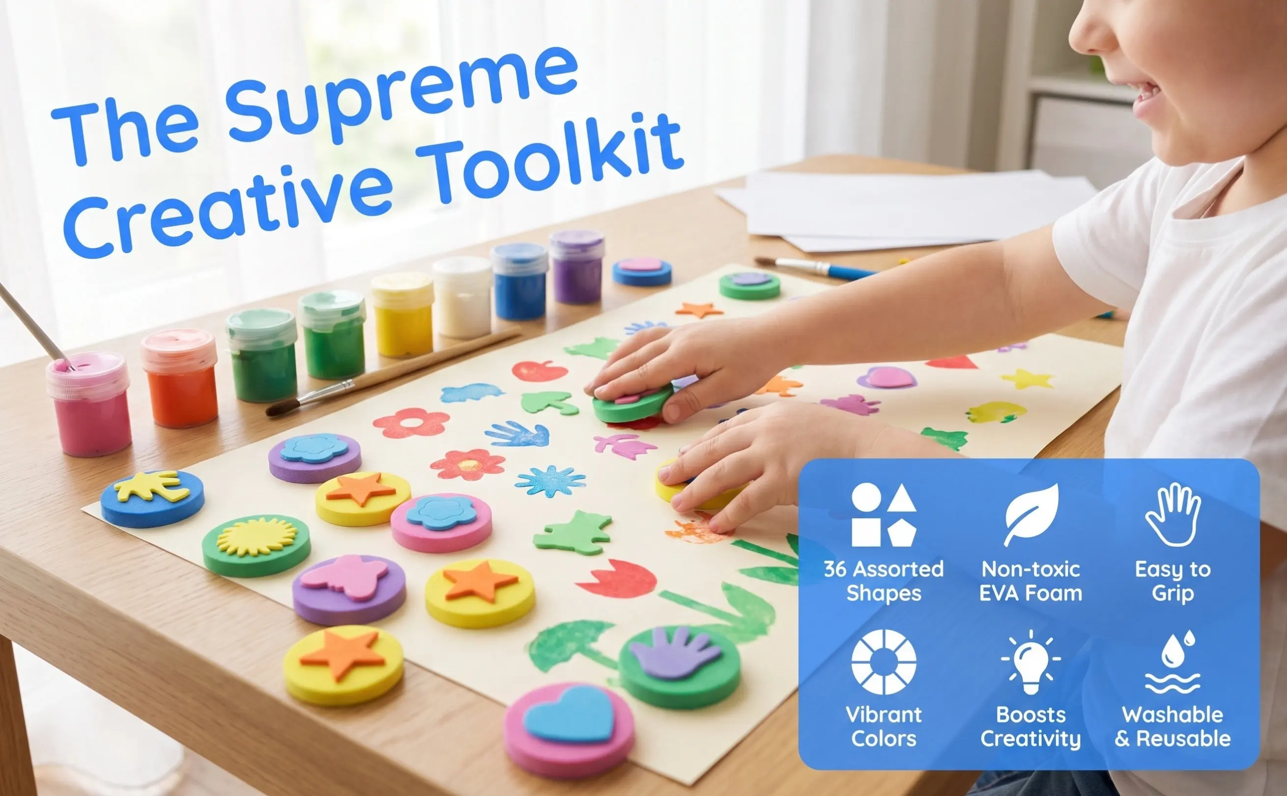 36Pcs Painting Sponge Stamps Kids Cartoon Shapes Drawing Supplies DIY Creative Craft Projects Kit Foam Shapes Painting Sponge