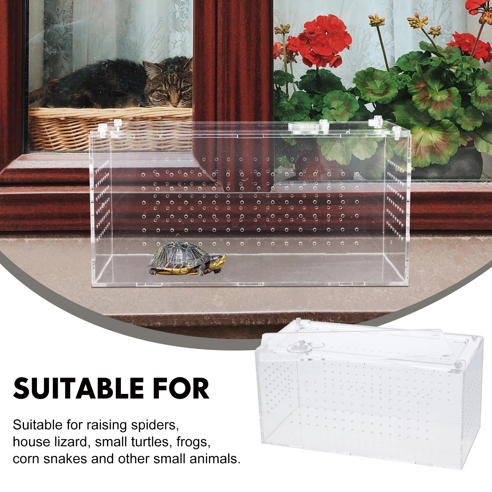 

Acrylic Reptile Cage Transparent Ventilative Durable Box Multi-Function Snake Cage For Frogs Lizards Corn Snakes Turtles Spiders