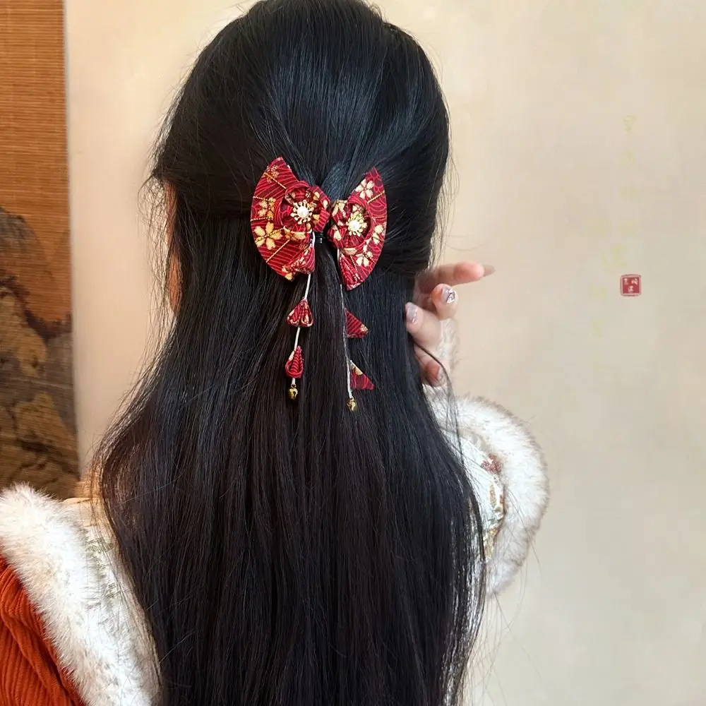 

Bell Kimono Sakura Hairpin Flower Cloth Tassel Fan Hair Clip Girl Hair Accessories Ancient Style Hanfu Fan Hair Clip Photo Pros