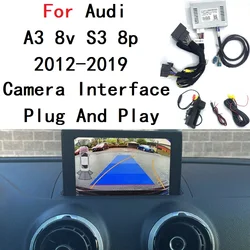 Interface de câmera reversa para Audi, atualização de tela original, adaptador de câmera frontal e traseira, A3, 8V, S3, 8P, 2012 ~ 2020