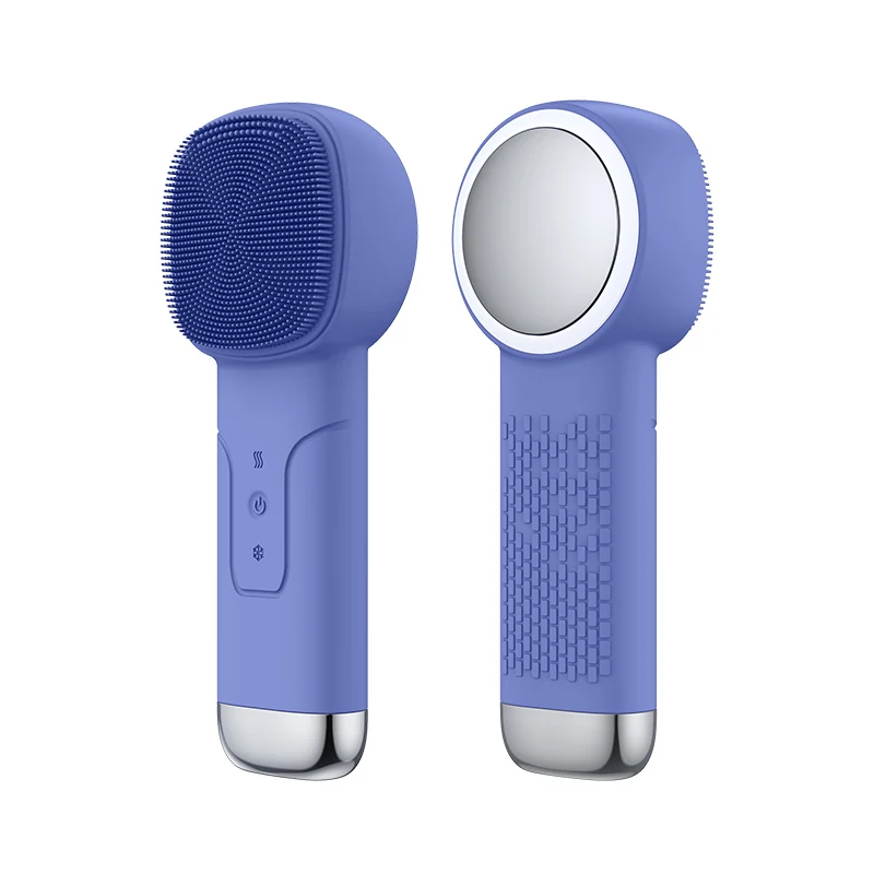 Cepillo de limpieza de silicona resistente al agua, depurador facial con carga USB, compresa fría, masaje de moda, limpiador para el cuidado de la piel rojo y azul